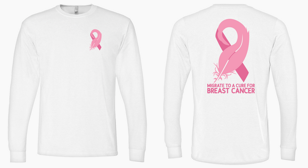 MIGR8 To a Cure Breast Cancer Awareness Feather Long Sleeve T-Shirt - MIGR8 Rings