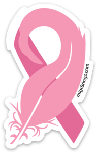 MIGR8 To A Cure Breast Cancer Feather Decal Sticker - MIGR8 Rings